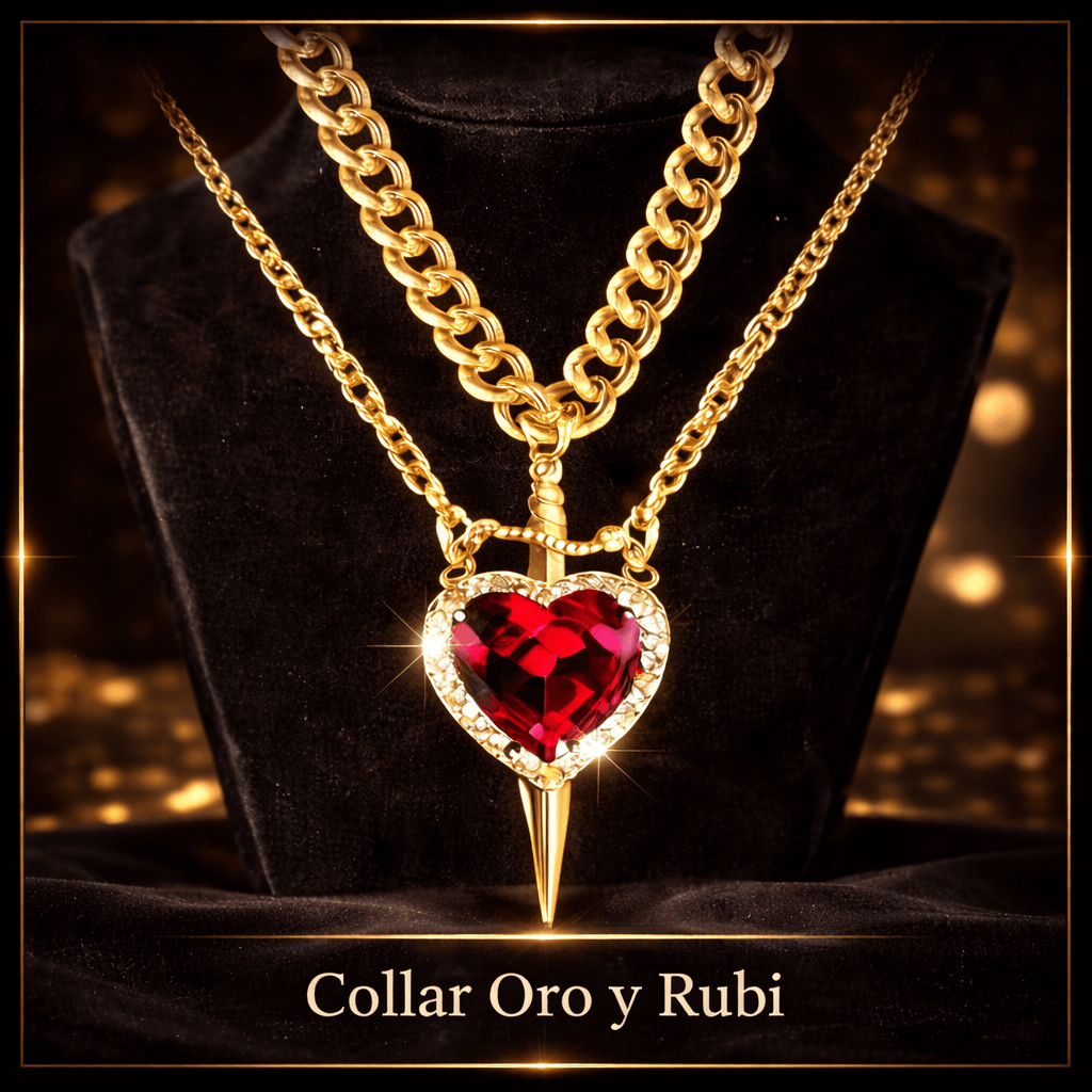 Collares Pareja Corazón + Daga (Se Unen) — Incluye Caja de Regalo 💝