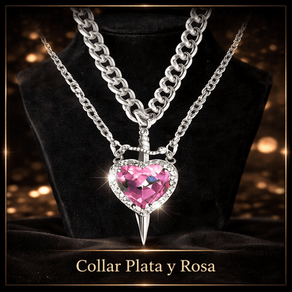 Collares Pareja Corazón + Daga (Se Unen) — Incluye Caja de Regalo 💝