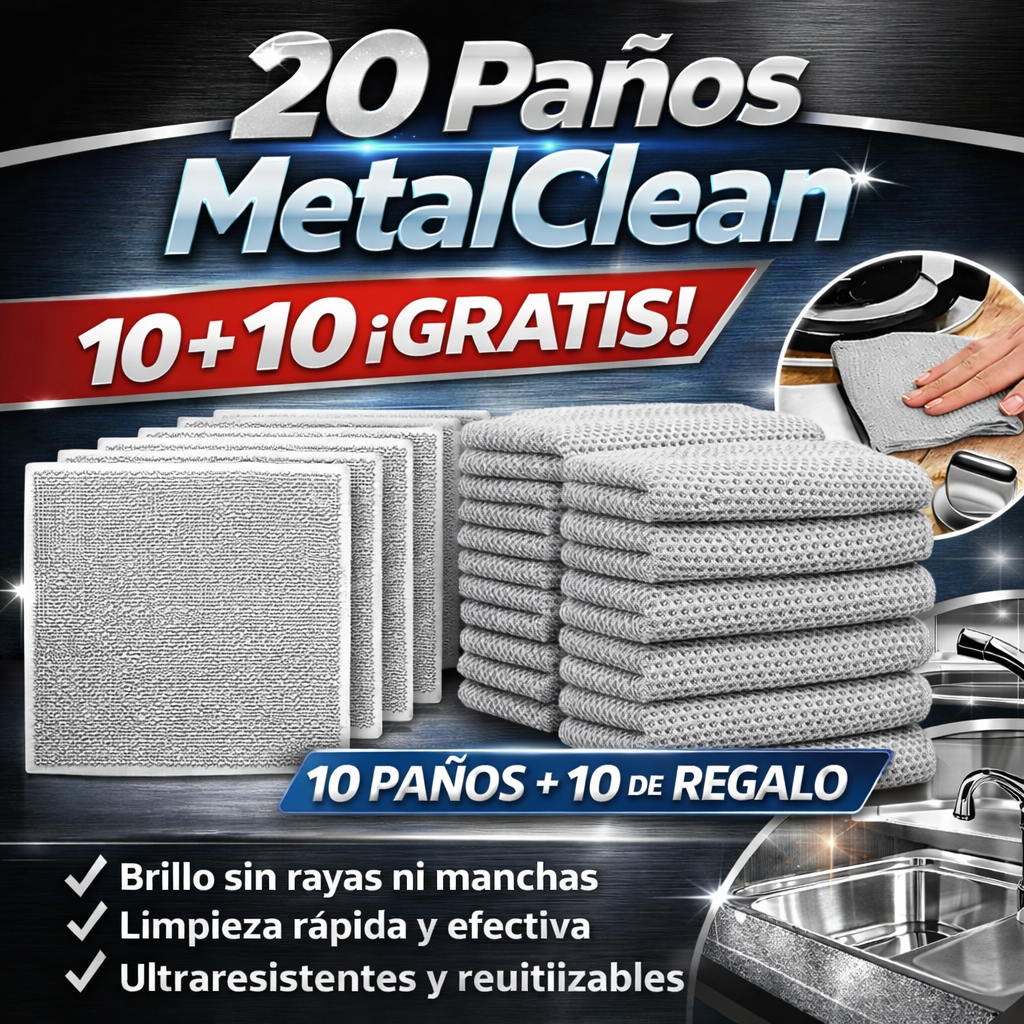 Paños de limpieza MetalClean – Pack de 20 + 20 GRATIS