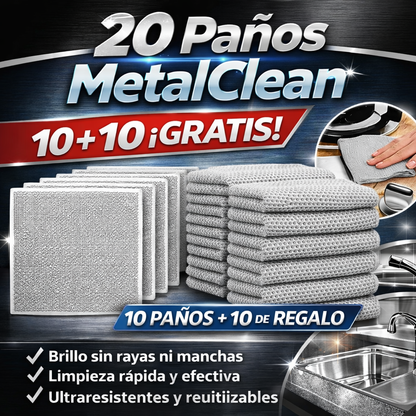 Paños de limpieza MetalClean – Pack de 20 + 20 GRATIS