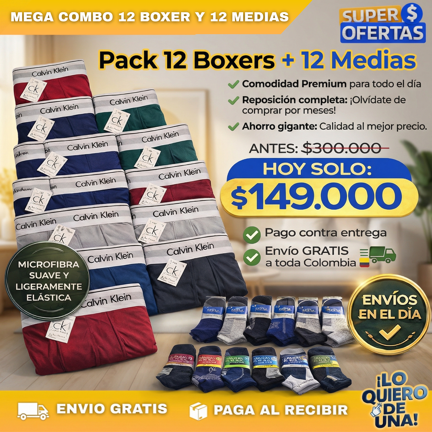 12 BOXER MICROFIB CK 12 PARES DE MEDIAS
